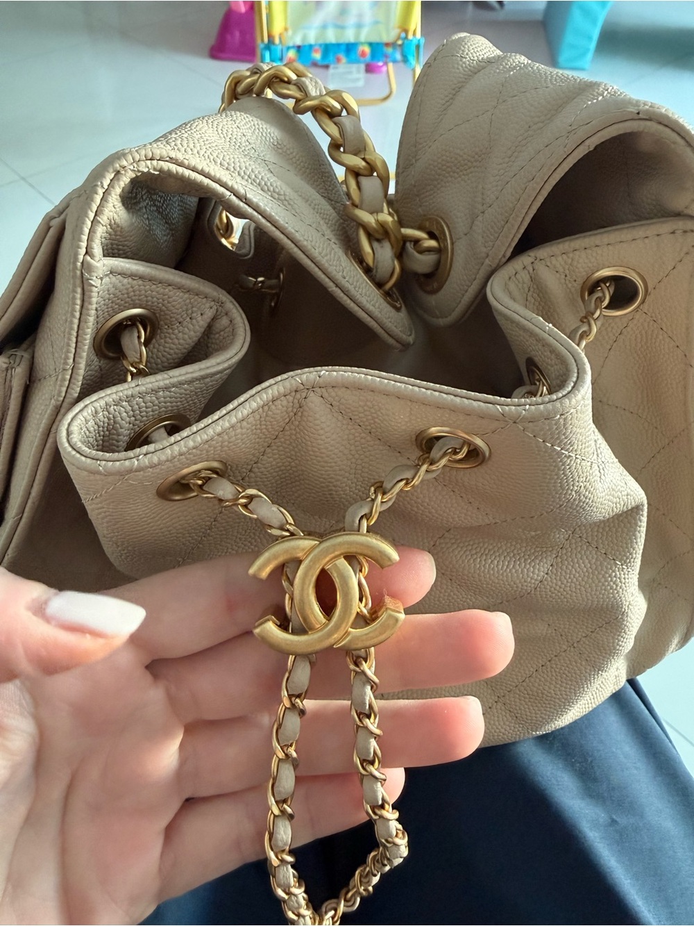CHANEL 25 Beige Caviar Leather. Excellent condition you will love it!!